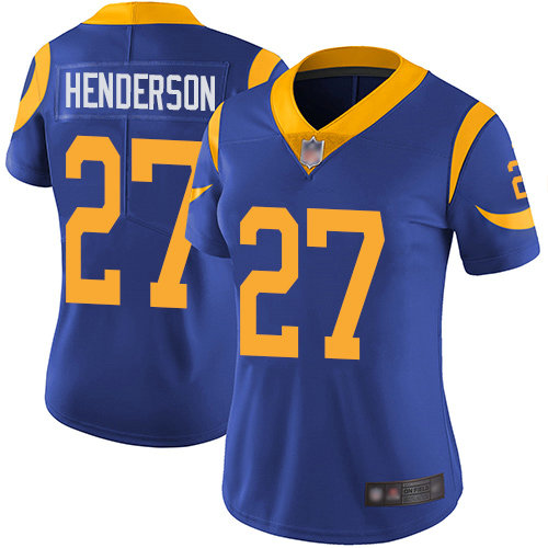 Rams #27 Darrell Henderson Royal Blue Alternate Women's Stitched Football Vapor Untouchable Limited Jersey