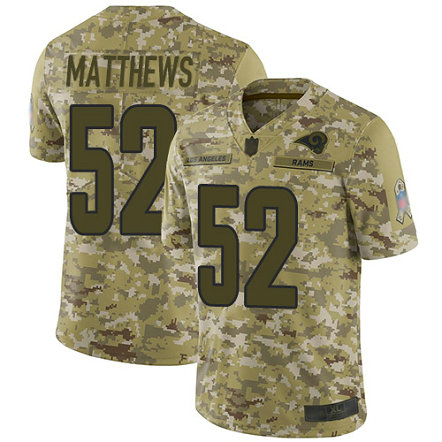 Rams #52 Clay Matthews Camo Men's Stitched Football Limited 2018 Salute To Service Jersey