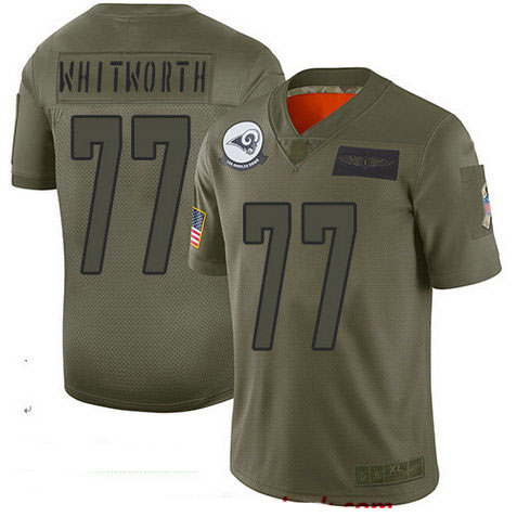 Rams #77 Andrew Whitworth Camo Youth Stitched Football Limited 2019 Salute to Service Jersey