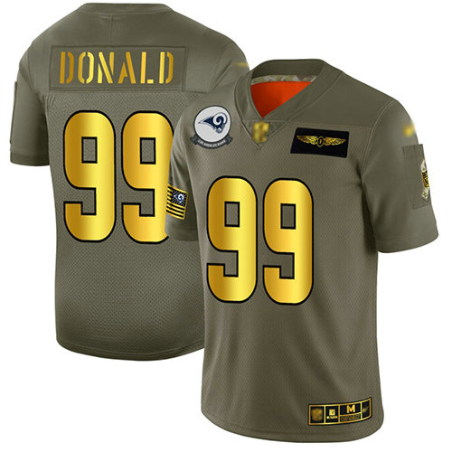 Rams #99 Aaron Donald Camo Gold Men's Stitched Football Limited 2019 Salute To Service Jersey