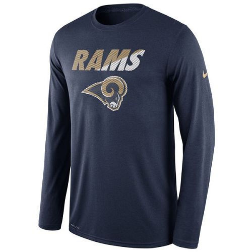 Rams Nike Navy Legend Staff Practice Long Sleeves Performance T-Shirt