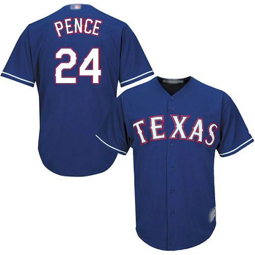 Rangers #24 Hunter Pence Blue Cool Base Stitched Youth Baseball Jersey