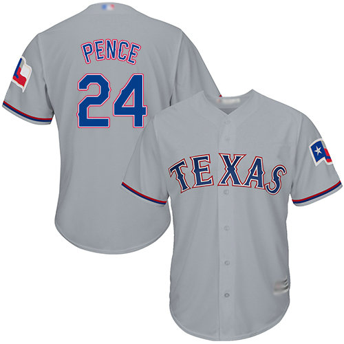 Rangers #24 Hunter Pence Grey Cool Base Stitched Youth Baseball Jersey