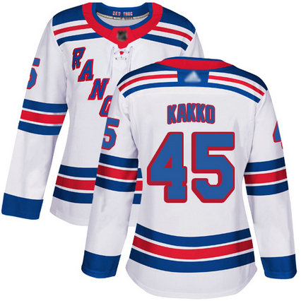 Rangers #45 Kaapo Kakko White Road Authentic Women's Stitched Hockey Jersey