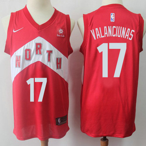 Raptors #17 Jonas Valanciunas Red Basketball Swingman Earned Edition Jersey