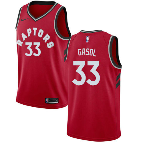 Raptors #33 Marc Gasol Red Basketball Swingman Icon Edition Jersey