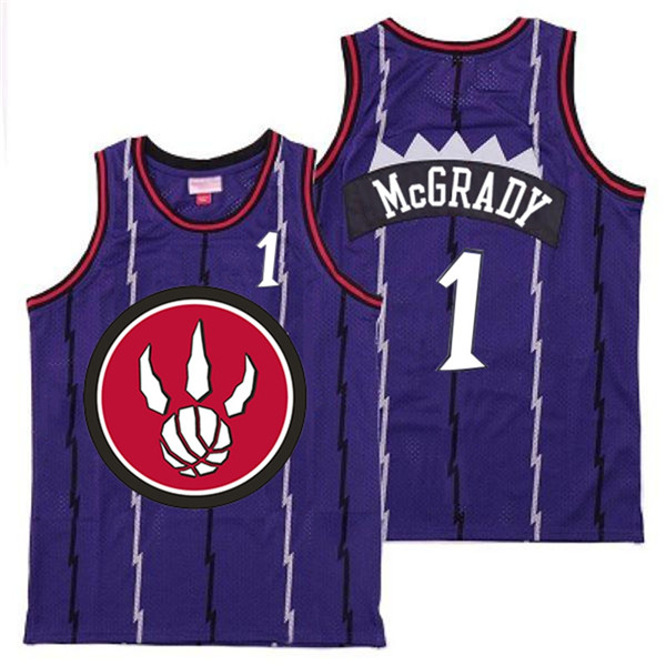 Raptors 1 Tracy McGrady Purple Red Big Logo Retro Jersey 4