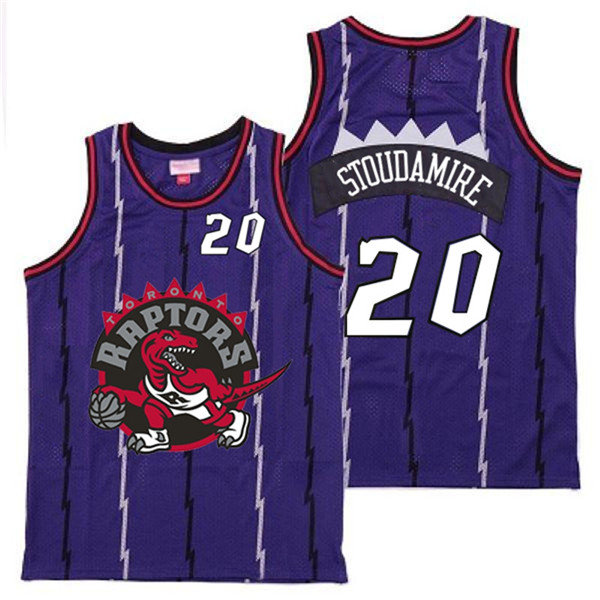 Raptors 20 Damon Stoudamire Purple Big Gray Red Logo Retro Jersey 13