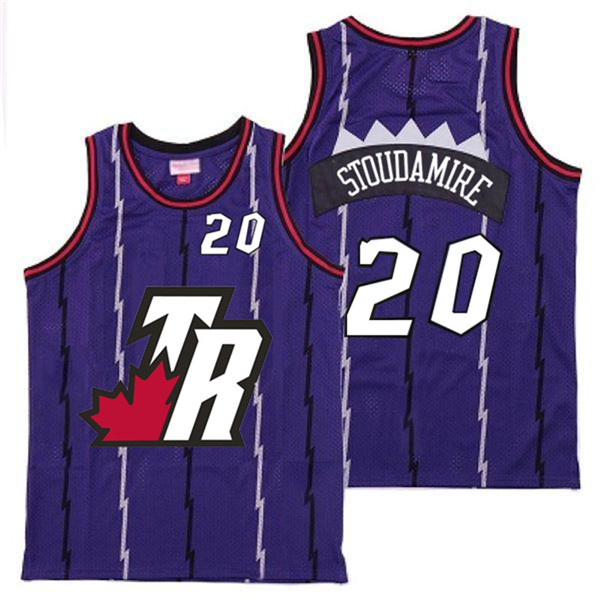 Raptors 20 Damon Stoudamire Purple Big White TR Logo Retro Jersey 10