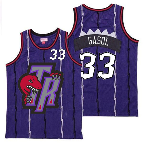 Raptors 33 Marc Gasol Purple Big Gray TR Logo Retro Jersey 9
