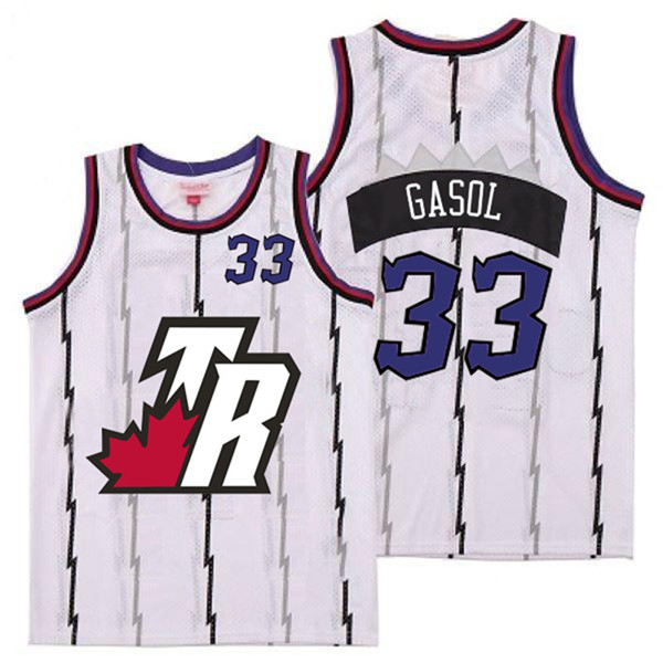 Raptors 33 Marc Gasol White Big White TR Logo Retro Jersey 7