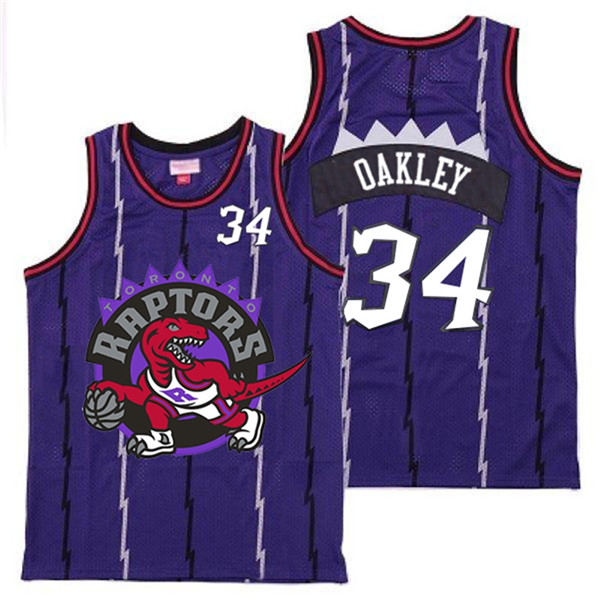 Raptors 34 Charles Oakley Purple Big Logo Retro Jersey 8
