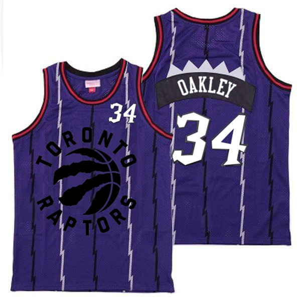 Raptors 34 Charles Oakley Purple Retro Jersey 3