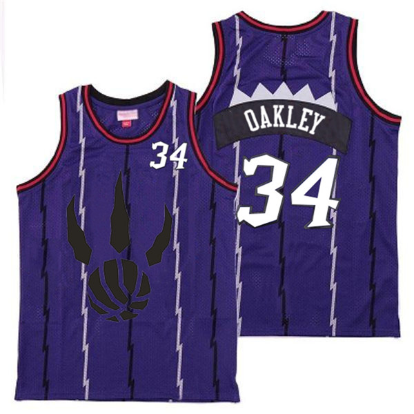 Raptors 34 Charles Oakley Purple Throwback Jersey 1
