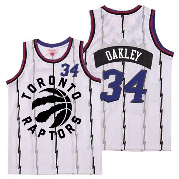 Raptors 34 Charles Oakley White Retro Jersey 3
