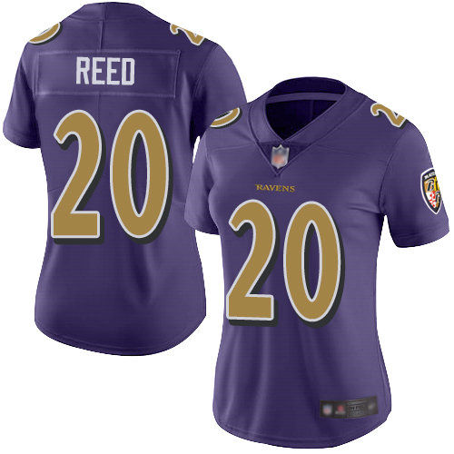 Ravens #20 Ed Reed Purple Women's Stitched Football Limited Rush Jersey