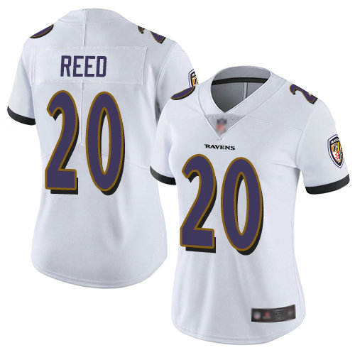 Ravens #20 Ed Reed White Women's Stitched Football Vapor Untouchable Limited Jersey