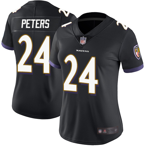 Ravens #24 Marcus Peters Black Alternate Women's Stitched Football Vapor Untouchable Limited Jersey