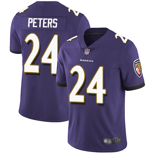 Ravens #24 Marcus Peters Purple Team Color Youth Stitched Football Vapor Untouchable Limited Jersey