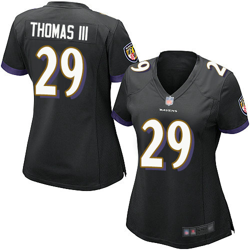 Ravens #29 Earl Thomas III Black Alternate Women's Stitched Football New Elite Jersey