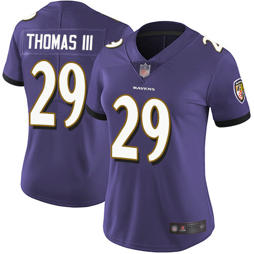 Ravens #29 Earl Thomas III Purple Team Color Women's Stitched Football Vapor Untouchable Limited Jersey