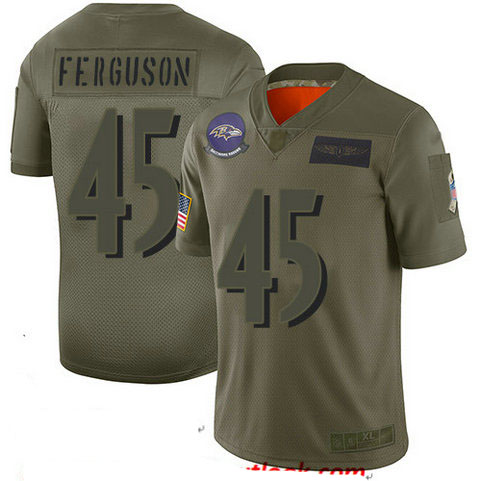 Ravens #45 Jaylon Ferguson Camo Youth Stitched Football Limited 2019 Salute to Service Jersey