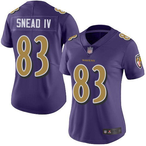 Ravens #83 Willie Snead IV Purple Women's Stitched Football Limited Rush Jersey