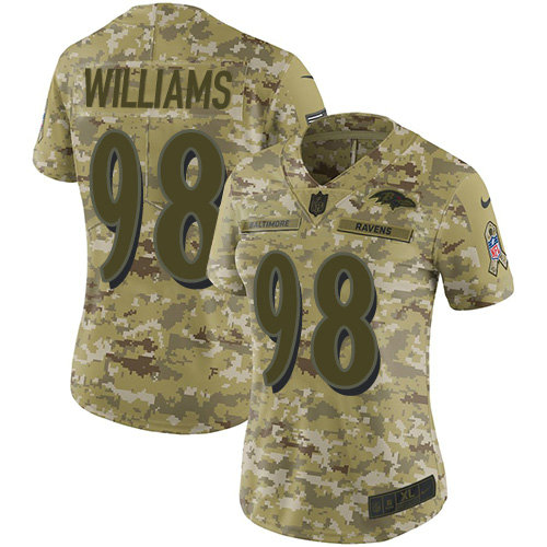 Ravens #98 Brandon Williams Camo Women's Stitched Football Limited 2018 Salute to Service Jersey