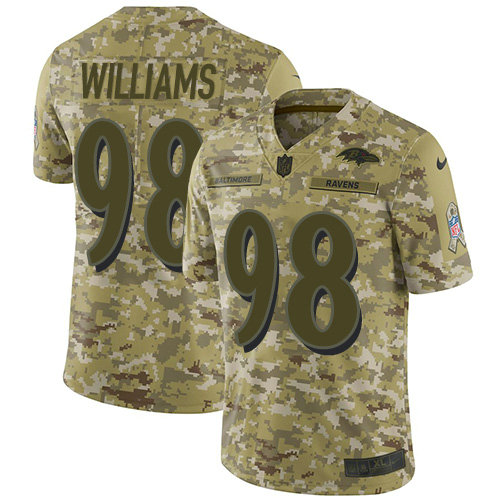 Ravens #98 Brandon Williams Camo Youth Stitched Football Limited 2018 Salute to Service Jersey