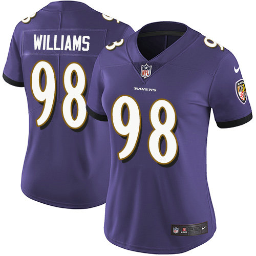 Ravens #98 Brandon Williams Purple Team Color Women's Stitched Football Limited Vapor Untouchable Limited Jersey