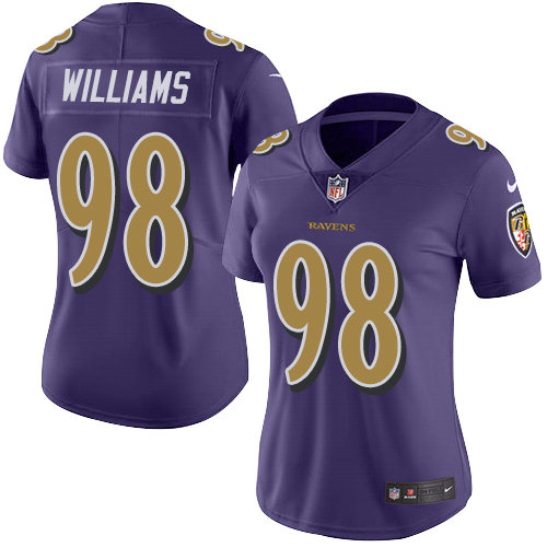 Ravens #98 Brandon Williams Purple Women's Stitched Football Limited Rush Jersey