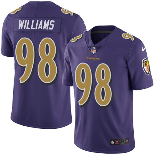 Ravens #98 Brandon Williams Purple Youth Stitched Football Limited Rush Jersey