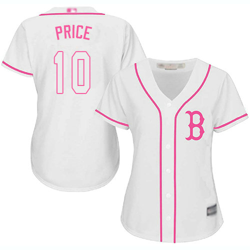 Red Sox #10 David Price White Pink Fashion Women's Stitched Baseball Jersey