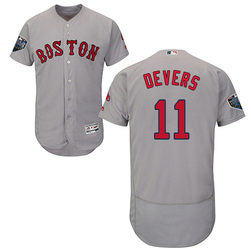 Red Sox #11 Rafael Devers Grey Flexbase Authentic Collection 2018 World Series Stitched MLB Jersey