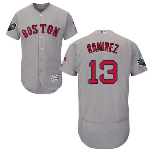Red Sox #13 Hanley Ramirez Grey Flexbase Authentic Collection 2018 World Series Stitched MLB Jersey - 副本