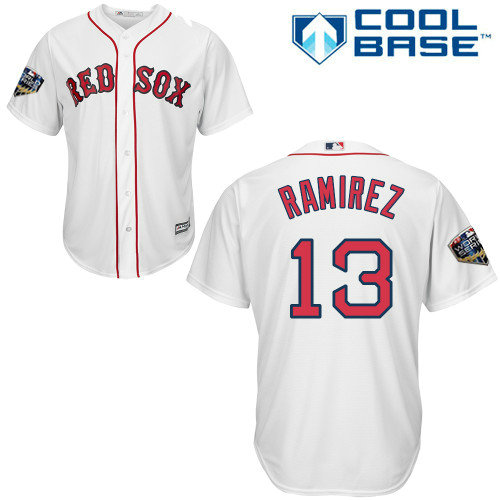 Red Sox #13 Hanley Ramirez White Cool Base 2018 World Series Stitched Youth MLB Jersey
