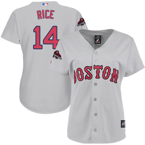 Red Sox #14 Jim Rice Grey Road 2018 World Series Champions Women's Stitched MLB Jersey