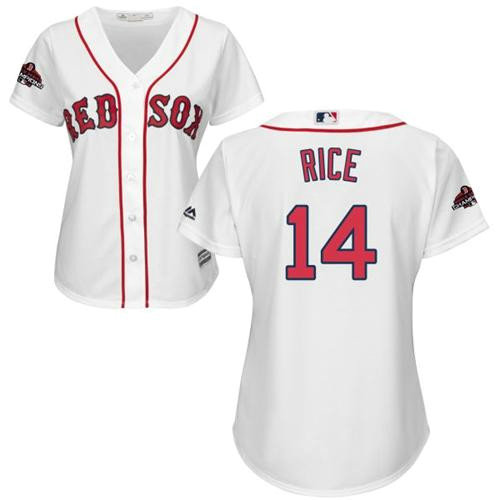 Red Sox #14 Jim Rice White Home 2018 World Series Champions Women's Stitched MLB Jersey