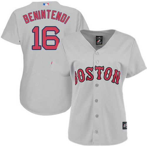 Red Sox #16 Andrew Benintendi Grey Road Women's Stitched MLB Jersey_1