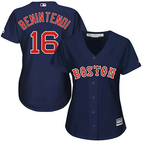 Red Sox #16 Andrew Benintendi Navy Blue Alternate Women's Stitched MLB Jersey_1