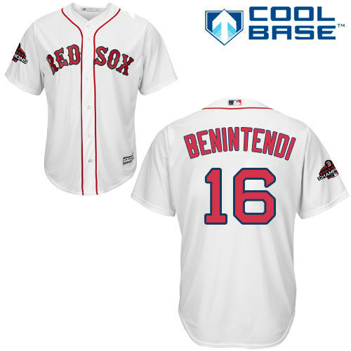 Red Sox #16 Andrew Benintendi White Cool Base 2018 World Series Champions Stitched Youth MLB Jersey