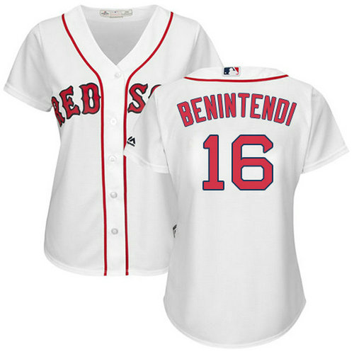 Red Sox #16 Andrew Benintendi White Home Women's Stitched MLB Jersey_1