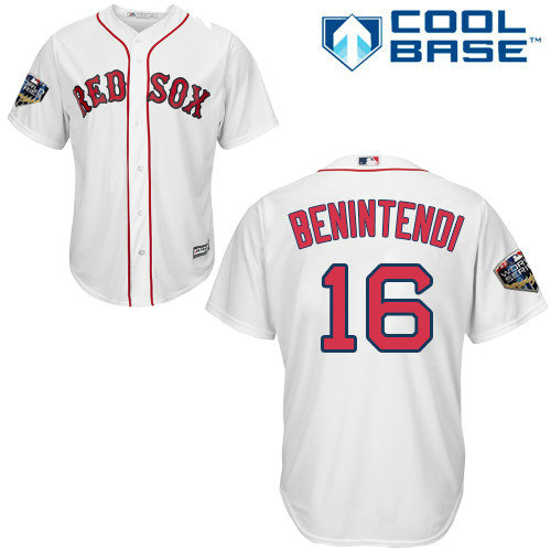 Red Sox #16 Andrew Benintendi White New Cool Base 2018 World Series Stitched MLB Jersey