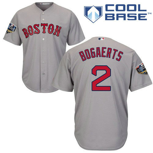 Red Sox #2 Xander Bogaerts Grey New Cool Base 2018 World Series Stitched MLB Jersey