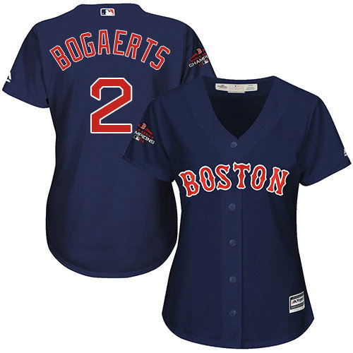 Red Sox #2 Xander Bogaerts Navy Blue Alternate 2018 World Series Champions Women's Stitched MLB Jersey