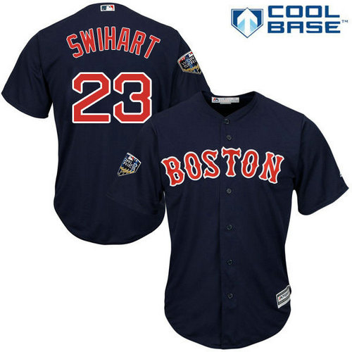 Red Sox #23 Blake Swihart Navy Blue Cool Base 2018 World Series Stitched Youth MLB Jersey