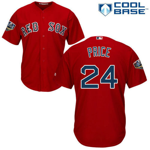 Red Sox #24 David Price Red Cool Base 2018 World Series Stitched Youth MLB Jersey