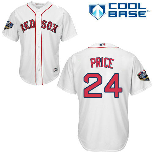 Red Sox #24 David Price White Cool Base 2018 World Series Stitched Youth MLB Jersey