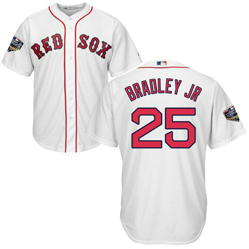 Red Sox #25 Jackie Bradley Jr White Cool Base 2018 World Series Stitched Youth MLB Jersey