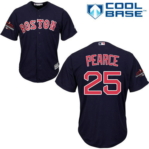 Red Sox #25 Steve Pearce Navy Blue Cool Base 2018 World Series Champions Stitched Youth MLB Jersey